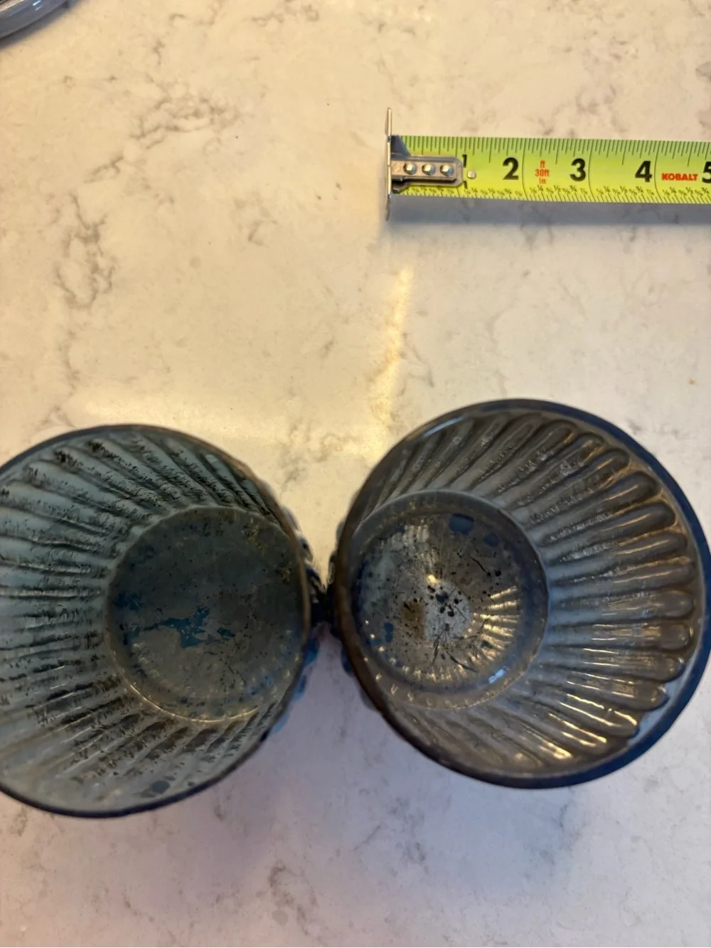 2 pottery barn, 2 unbranded Blue Glass Votive Candle Holders - Set of 4